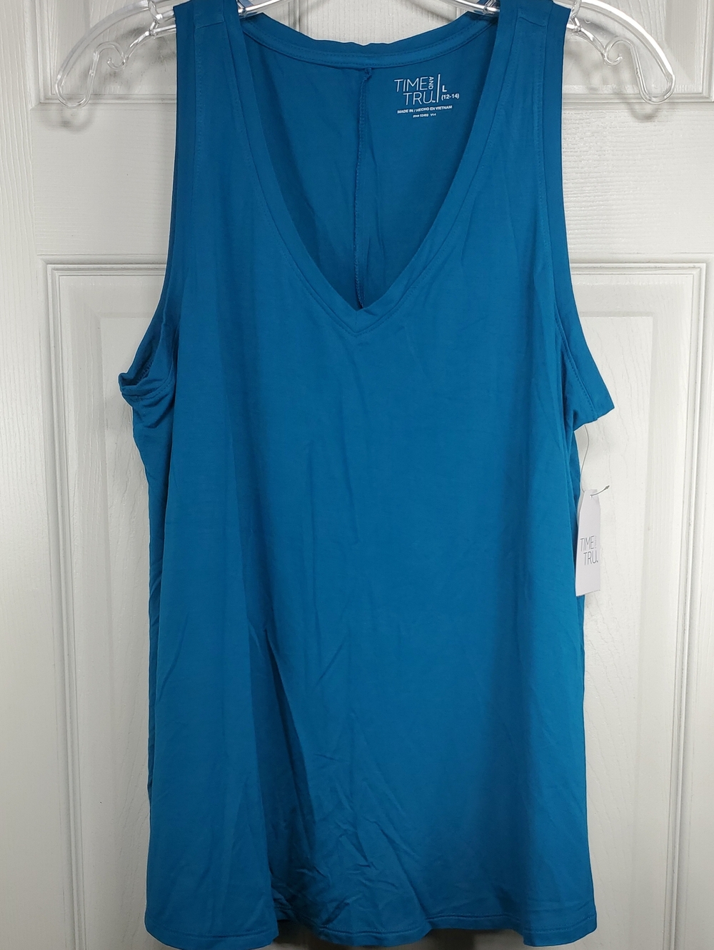 NWT Time and Tru Teal V-Neck Tank Top Women's Large